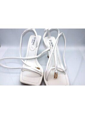 Simmi London White Strappy Heeled Squared Gladiator Sandals Sz 4 Stilleto Party